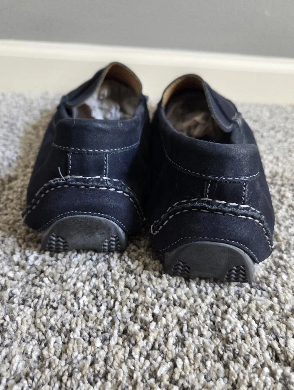 Johnston & Murphy Men's Navy Blue Suede Drivers Penny Loafers Size 12